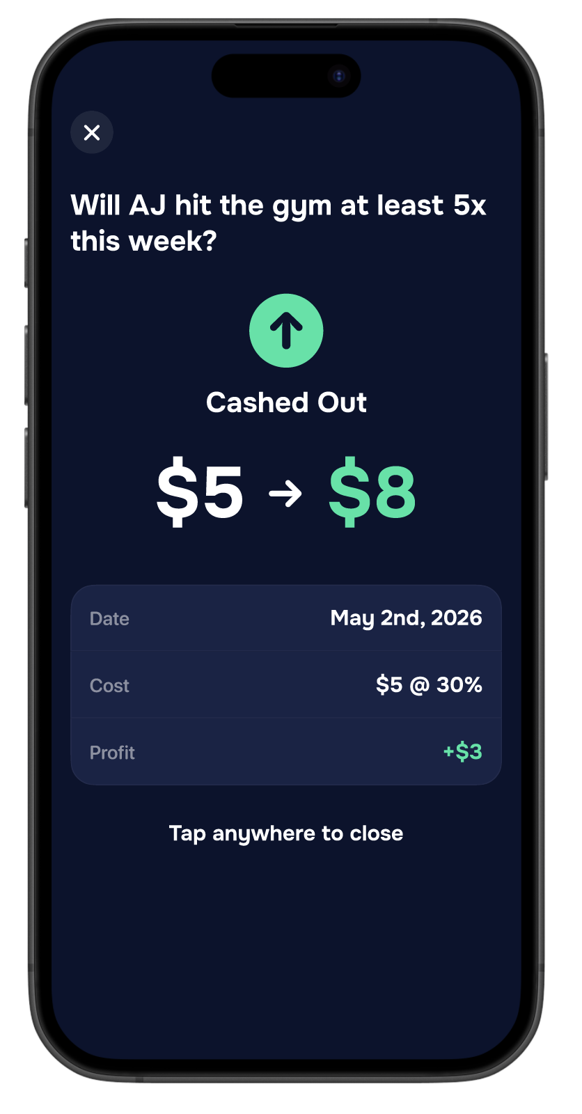 Cashing out winnings in the Shake app